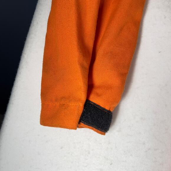 Tyndale FR Full Zip / Snap Cover Shirt Men L Safety Orange Union Made USA Smock - Picture 9 of 14